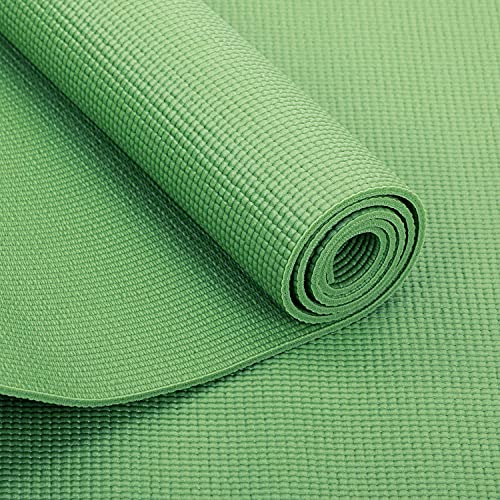 Esterilla de yoga Asana Mat, antideslizante, 183 x 60 cm, PVC de 4 mm, no solo para principiantes, alfombra de gimnasia, sin ftalatos, sin sustancia nocivas, verde oliva, 183