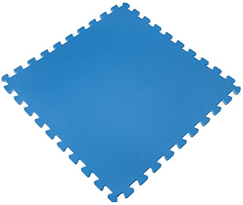 Esterilla Puzzle para Suelos de Gimnasio y Fitness | Pack 4 losas de 60x60x1cm, Set de Protección de Goma EspumaAlfombrilla Protectora + Bordes | Colchonetas para Máquinas de Deporte, (Azul)