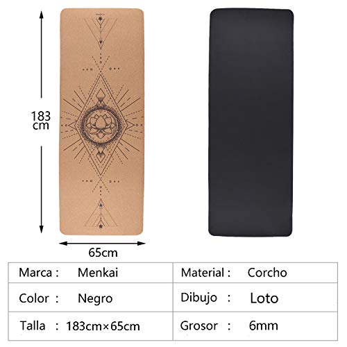 Esterilla Yoga,Esterilla Deporte Antideslizante Ecológica Corcho,183x65cm,7mm de Grosor,Yoga Mat,para Pilates,Fitness.Incluye Correa de Transporte