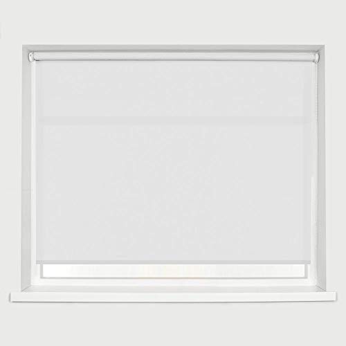 Estor enrollable liso con borde recto, 90 cm, color blanco