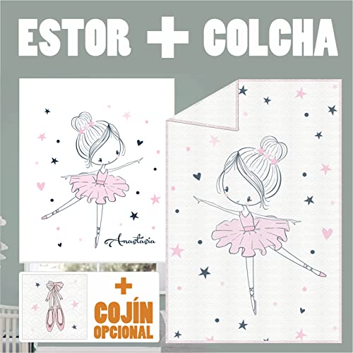 Estor Juvenil o Infantil estampado Bailarina 006 para personalizar. Estor enrollable translucido habitación niña. Estores Personalizables con nombre. (140x170)