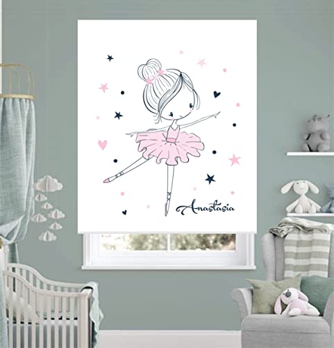 Estor Juvenil o Infantil estampado Bailarina 006 para personalizar. Estor enrollable translucido habitación niña. Estores Personalizables con nombre. (140x170)