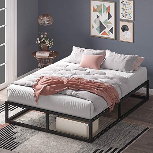 Estructura de cama metálica ZINUS Joseph 25 cm | Base para colchón | Somier de láminas de madera | Almacenamiento debajo de la cama | Para adultos, niños, adolescentes | 90 x 190 cm | Negro