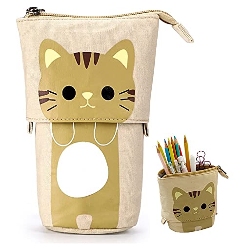 Estuche Gatos, Hillylolly Estuche Escolar, Estuche para Niñas y Adolescentes, Estuche Tela Vertical, Plegable, Gran Capacidad, Adecuado para Regalos a Estudiantes