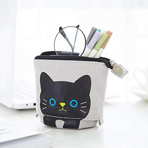 Estuche Vertical Lapices, NETUME Lona Telescópica Pop up Pencil Case para Niñas, Niños, Adolescentes, Estuche Telescopico para Regalo de Cumpleaños y Navidad, Uso Escolar en el Hogar, Gris