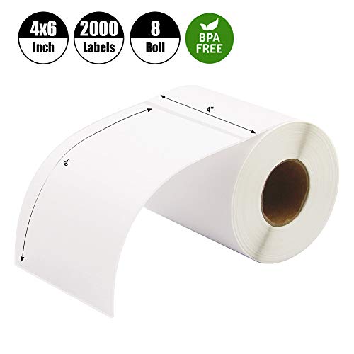 Etiquetas térmicas de 100 mm x 150 mm, etiquetas de cebra de 4 x 6 pulgadas, 250 etiquetas por rollo, 2000 etiquetas, no aptas para máquinas "dymo", total 8 rollos