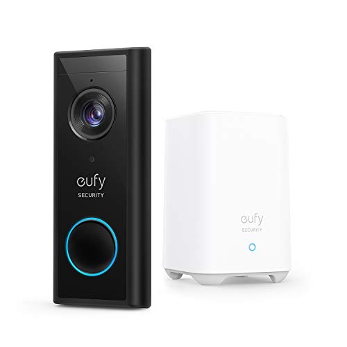 eufy Security Timbre con vídeo inalámbrico Alimentado por batería, 2K HD, sin tarifas mensuales, IA detección de Personas Inteligente, Audio bidireccional, Muy fácil de Instalar, Homebase Incluido