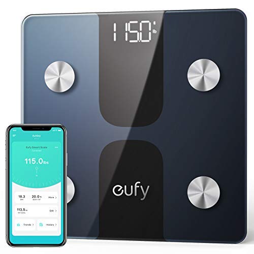 eufy Smart Scale C1 con Bluetooth, báscula de baño digital inalámbrica con medición de grasa corporal, 12 mediciones, peso/grasa corporal/IMC, análisis de composición corporal