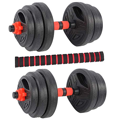 EUROXANTY Juego de Mancuernas y Barra 2 en 1 | Mancuernas con Discos | Múltiples Entrenamientos | Discos PVC Resistente | Barra 40 cm (20 kg)