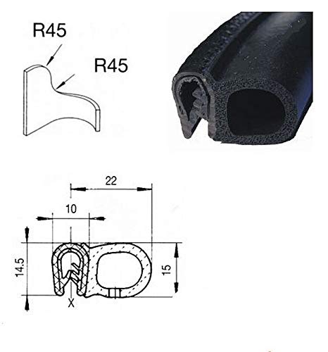 Eutras KSD2053 Junta de goma para maletero, Rango de sujeción 2.0 - 3.5 mm, Negro, 10 m