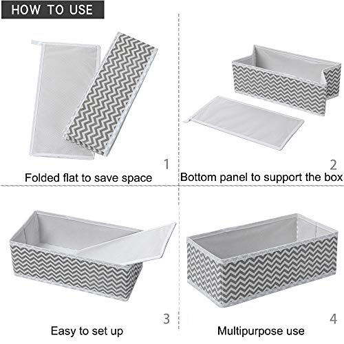 Evance 12 Caja de Organizadores Almacenamiento Plegable para Cajones, Organizador de cajones Tela para Ropa Interior, Sujetadores(12PCS-Gris)