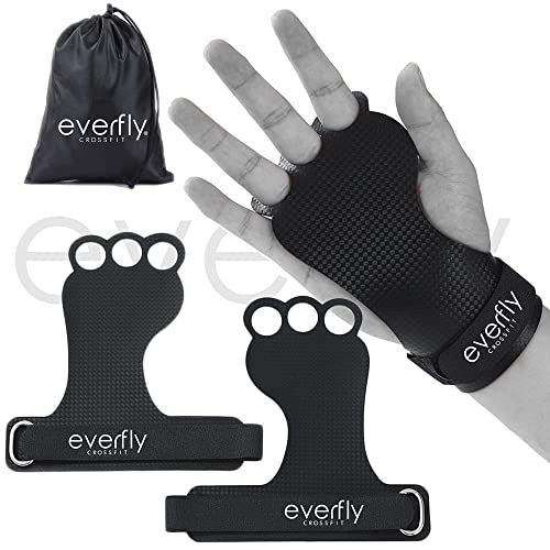 EVERFLY Calleras para Crossfit - Grips 3H Fibra de Carbono – Guantes de Gimnasio para Protección de Manos - Diseño Ergonómico Hombre y Mujer - Gym Fitness Halterofilia (M)