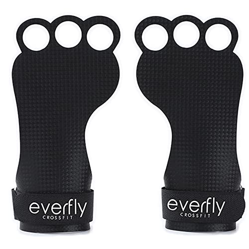 EVERFLY Calleras para Crossfit - Grips 3H Fibra de Carbono – Guantes de Gimnasio para Protección de Manos - Diseño Ergonómico Hombre y Mujer - Gym Fitness Halterofilia (M)