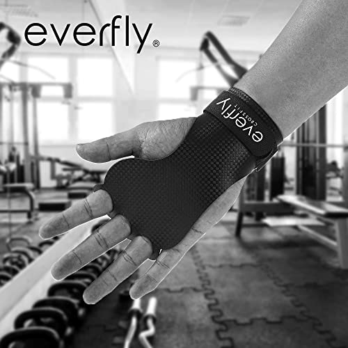 EVERFLY Calleras para Crossfit - Grips 3H Fibra de Carbono – Guantes de Gimnasio para Protección de Manos - Diseño Ergonómico Hombre y Mujer - Gym Fitness Halterofilia (S)