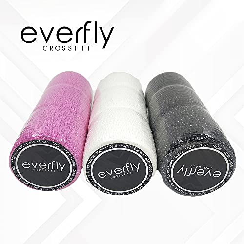 EVERFLY Tape Crossfit - Set 3 Rollos 5cm x 4,5m - Esparadrapo Deportivo - Hook Grip Pulgares y Dedos - Cinta Flexible Protectora - Agarre Adhesivo para Pesas - Entrenamiento - Halterofilia (Negro)