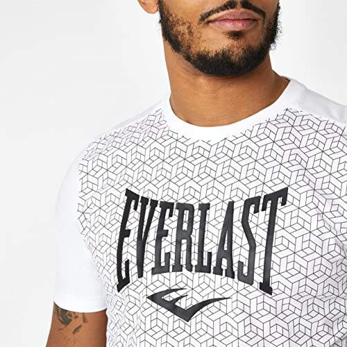 Everlast Hombre Geo Print Camiseta Manga Corta Ligera, Blanco, 3XL