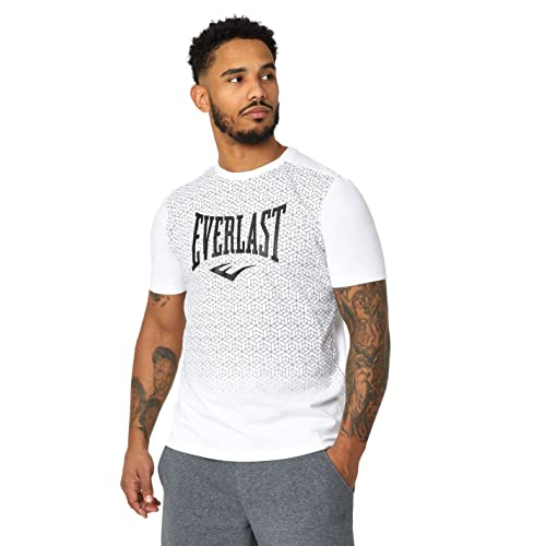 Everlast Hombre Geo Print Camiseta Manga Corta Ligera, Blanco, 3XL