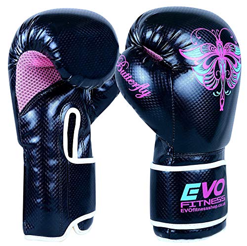 Evo aptitud de las señoras GEL Rex de los guantes de cuero Bolsa de boxeo MMA Muay Thai artes marciales boxeo de retroceso (12 Oz)