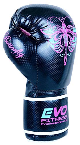 Evo aptitud de las señoras GEL Rex de los guantes de cuero Bolsa de boxeo MMA Muay Thai artes marciales boxeo de retroceso (12 Oz)