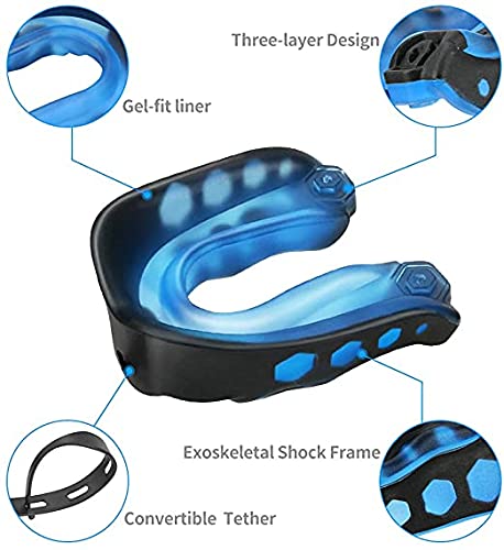 EVTSCAN Protector bucal, Protector bucal Protector bucal Protector bucal para Adultos para Boxeo, Baloncesto, Rugby(Azul)