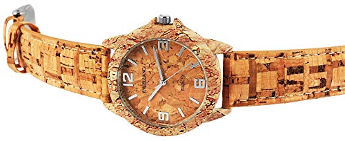 Excellanc llanc Mujer Reloj marrón Corcho analógica Metal Cuero Cuarzo Reloj de Pulsera