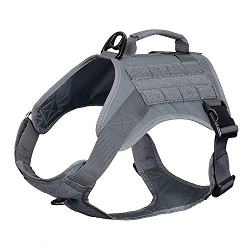 Excellent Elite Spanker Arnés Táctico para Perros Chaleco Arnés Militar para Perros Arnés para Mascotas K9 Chaleco de Entrenamiento Ajustable con Mango de Control(Gris-M)