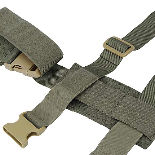 EXCELLENT ELITE SPANKER Tactical Drop Leg Holster Plataforma de Pierna de caída Ajustable Módulo Molle Bolsa Universal para Pierna Izquierda/Derecha(Verde Humo)