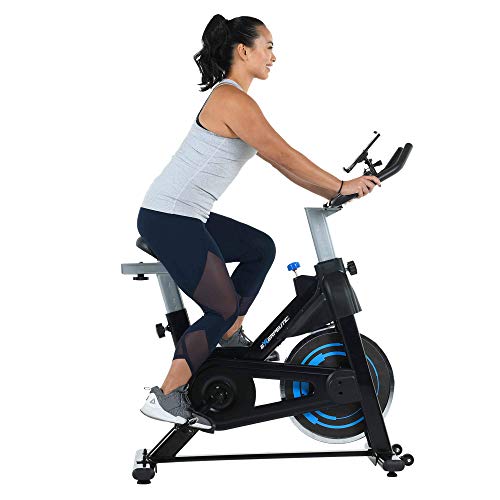 Exerpeutic Bicicleta de ciclismo para interiores Bluetooth con aplicación MyCloudFitness (4208), negro y azul