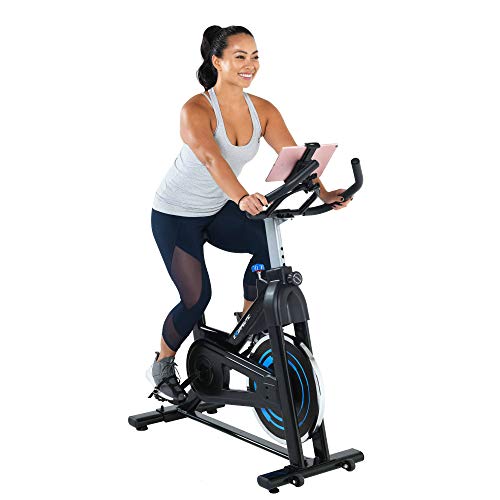 Exerpeutic Bicicleta de ciclismo para interiores Bluetooth con aplicación MyCloudFitness (4208), negro y azul