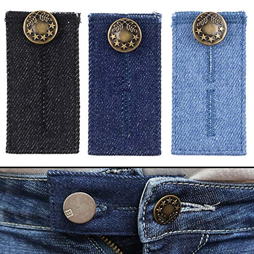 Extensor de Cintura para Jeans, Pantalones, vestidos y faldas, Juego de 3, Alargador Pantalones hasta 5 cm, Extensión de Cintura para Pantalones, Botón de extensión ajustable para Pantalones