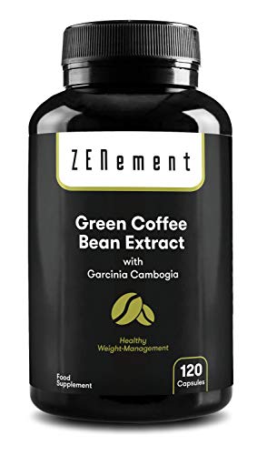 Extracto de Café Verde Natural con Garcinia Cambogia pura, 120 cápsulas | Para perder peso, quemar grasas y disminuir el apetito | No GMO, 100% Natural | de Zenement