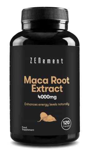 Extracto de Raíz de Maca Peruana 4000 mg Altamente concentrado, 120 Cápsulas | Energía, resistencia, memoria, líbido, inmunidad y equilibrio hormonal | 100% Ingredientes Naturales, No-GMO