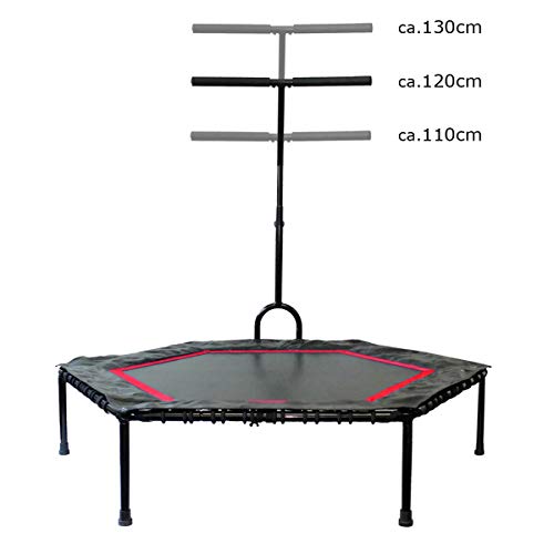 FA Sports Cama elástica FlyJump Fit con Manillar para Interiores, aprobada por la certificación GS, Unisex-Adult, Negro, Rojo, Ø 126 x 114 cm