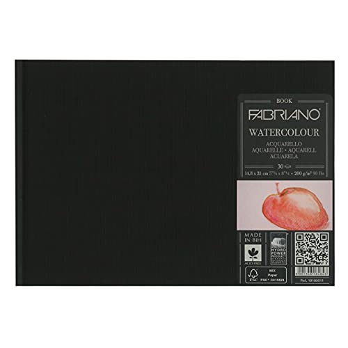 Fabriano FAQ18484 Studio Papel de Acuarela, Horizontal, 40 Kg Prensado En Frío, Cuaderno de 25 Hojas, 22.8 x 15.2 cm