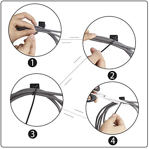 Faburo 200 Pcs Unidades abrazaderas plástico para Cableado | Soporte de Base de Atar Cable adecuado de negras electricista, Nylon Cables (Longitud 15cm, Anchura 2.5 cm）