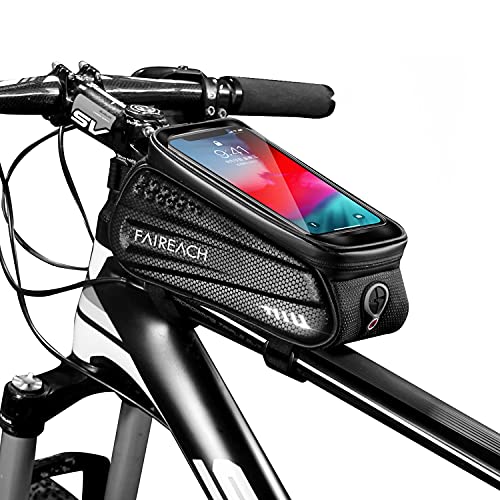 FAIREACH Bolsa Manillar Bicicleta Bolsa Bicicleta Cuadro, Accesorios Bicicletas Montaña Impermeable con Ventana para Pantalla Táctil para iPhone, Samsung y Otros Smartphones de hasta 6,5''