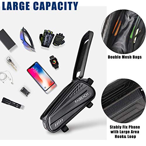 FAIREACH Bolsa Manillar Bicicleta Bolsa Bicicleta Cuadro, Accesorios Bicicletas Montaña Impermeable con Ventana para Pantalla Táctil para iPhone, Samsung y Otros Smartphones de hasta 6,5''