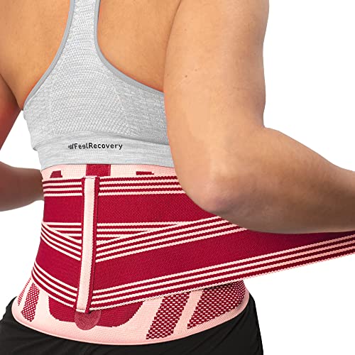 Faja Lumbar Hombre/Mujer - Faja Ortopédica para Trabajo y Deporte - Cinturón Lumbar para Ciática, Hernia de Disco, Lumbago, Escoliosis y Alivio del Dolor Espalda (Burdeos, Small)