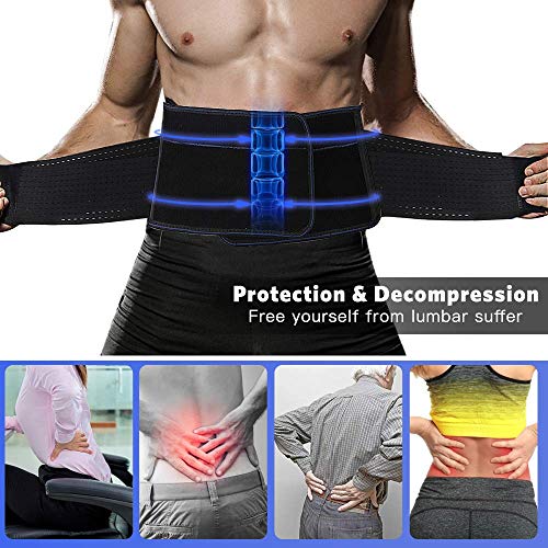 Faja Lumbar para Espalda, AGPTEK Cinturón de Soporte Lumbar Ayuda a Aliviar Dolor y Lesiones, Ciática, Hernia de Disco etc, Faja Lumbar Deportiva para Hombre y Mujer, Negro(Talla M)