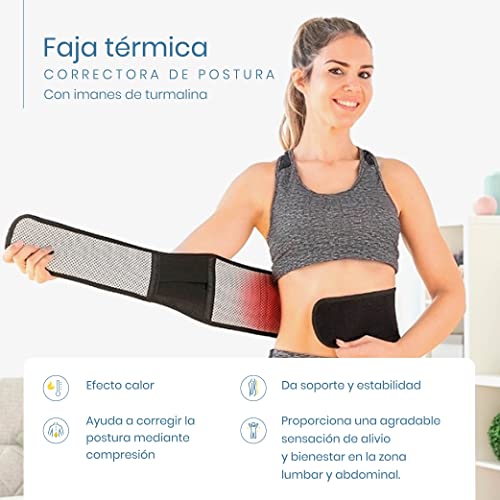 Faja Lumbar para Hombre y Mujer / Correctora de Postura / Para Dolores de Espalda asociados al Trabajo , Lumbago, Hernia Discal, dorsal / Fajas térmica para el dolor en lumbares