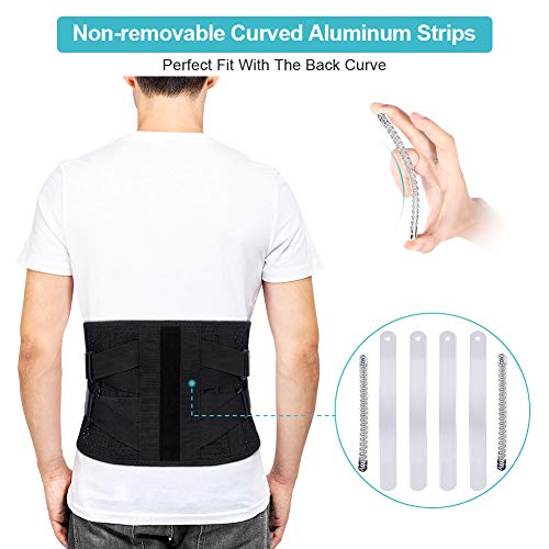 Faja Lumbar para la Espalda, Cinturon Lumbar Ajustable con Bandas de Soporte de Aluminio, Soporte Lumbar para Hombre y Mujer, Alivio del Dolor de la Ciática y Prevención de Lesiones