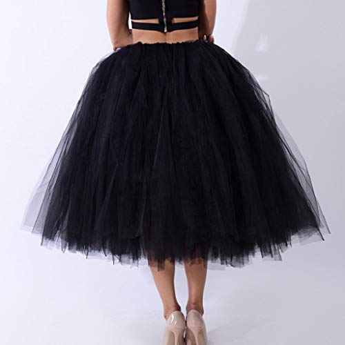 Falda de Tutu Mujer,SHOBDW Malla de Tul En Capas de Dama de Honor Mullido Regalo de La Fiesta de Bodas Traje de Baile de Princesa Falda Burbuja de Maternidad Falda(Negro)