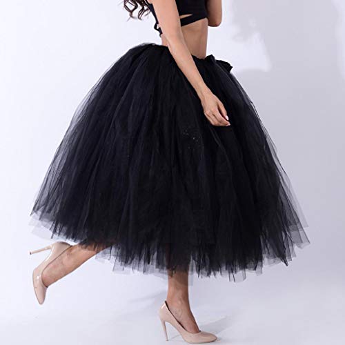 Falda de Tutu Mujer,SHOBDW Malla de Tul En Capas de Dama de Honor Mullido Regalo de La Fiesta de Bodas Traje de Baile de Princesa Falda Burbuja de Maternidad Falda(Negro)