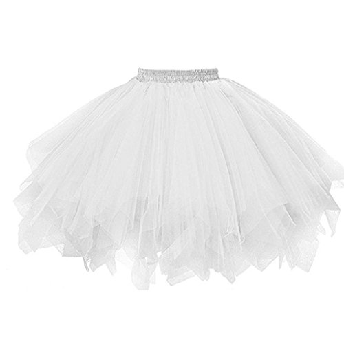 Falda de Tutu Mujer,SHOBDW Pettiskirt Sólido Gasa Plisada Falda Corta Vestidos de Baile Regalos de Cumpleaños Traje Rendimiento Adulto Tutu Baile Falda(Blanco)