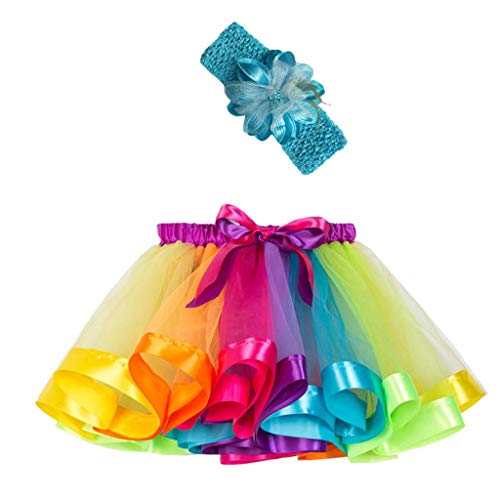 Falda del Tutu para Niña,SHOBDW Niños Regalo De Cumpleaños Fiesta De Tutú Baile Ballet Falda Bebé Niño Pequeño Fiesta De Disfraces Falda de Baile + Diadema Conjunto 2PCS(Multicolor,7-11 Años)