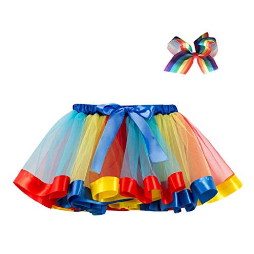 Falda del Tutu para Niña,SHOBDW Niños Regalo De Cumpleaños Fiesta De Tutú Baile Ballet Falda Niño Pequeño Disfraz De Rendimiento Falda De Baile + Arco Horquilla Conjunto 2PCS(Multicolor-3,10T)