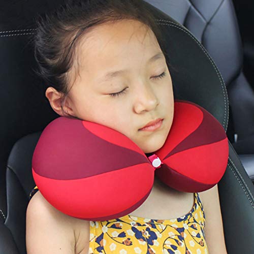 FAMKIT Almohada en forma de U para el cuello de la ayuda del reposacabezas del coche del viaje del cuello de la cabeza del, rosso, M