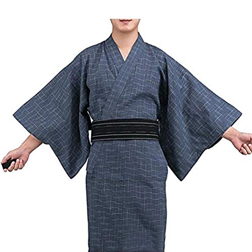 Fancy Pumpkin Kimono japonés de Yukata de los hombres de Jinbei Kimono casero de la bata del pijamas del traje # 11 [talla L]