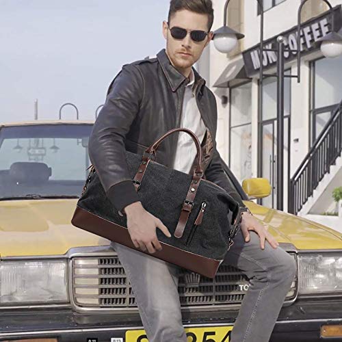 FANDARE Bolsa de Viaje la Lona Bolsa de Deporte Bolsa de Gimnasio Bolso para Playa Bolsa Portátil para Hombres Mujeres Bolsa de Hombro para Actividades al Aire Libre Crossbody Bag Negro