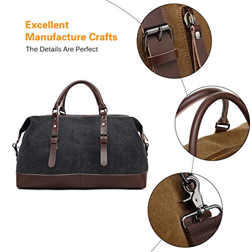 FANDARE Bolsa de Viaje la Lona Bolsa de Deporte Bolsa de Gimnasio Bolso para Playa Bolsa Portátil para Hombres Mujeres Bolsa de Hombro para Actividades al Aire Libre Crossbody Bag Negro